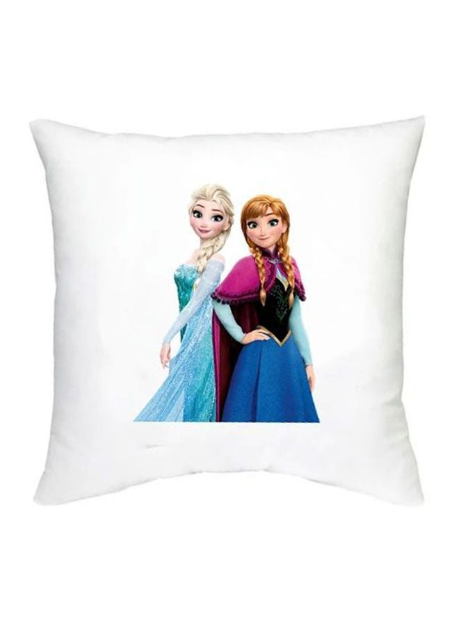 Frozen Character Printed Decorative Cushion White/Pink/Blue 16x16inch 