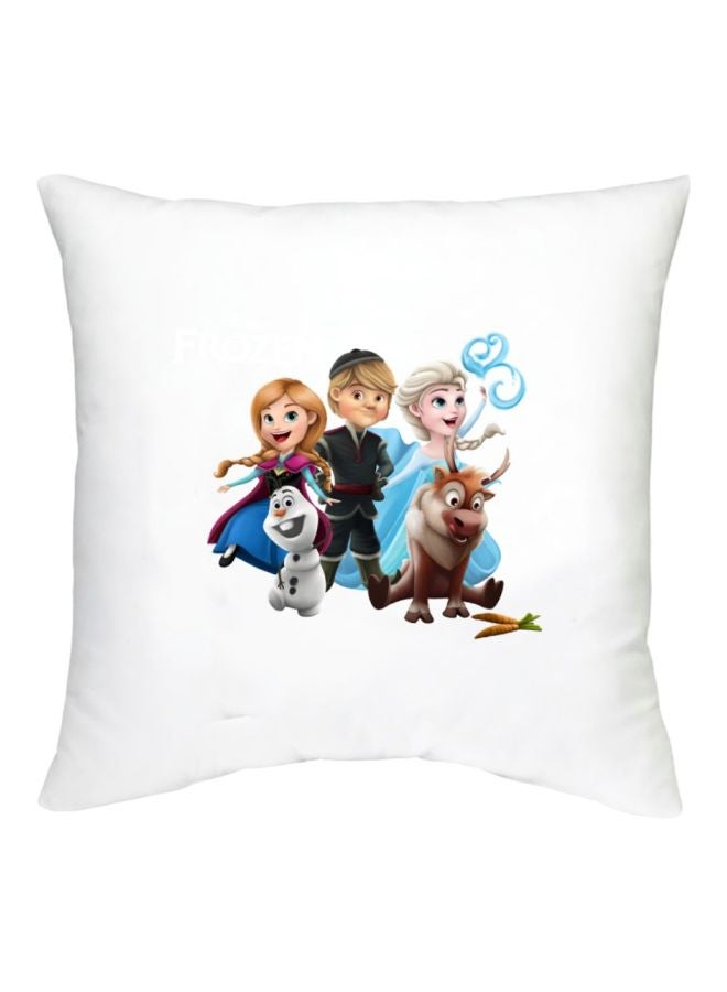 Frozen Character Printed Decorative Cushion White/Brown/Blue 16x16inch