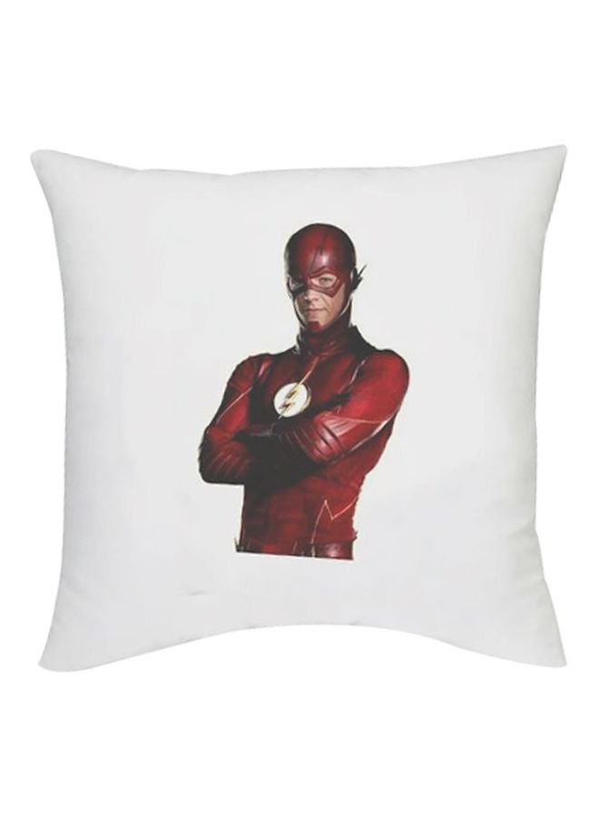The Flash Printed Decorative Cushion White/Red/Beige 16x16inch