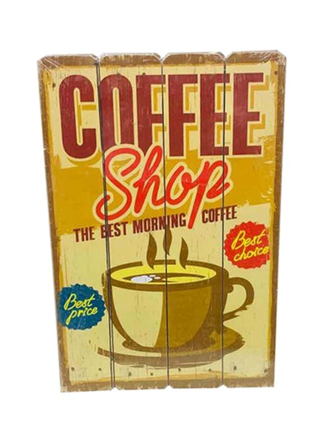 Coffee Shop Printed Sign Board Wall Art Brown/Beige/Red 60x40x2cm  - Image 1