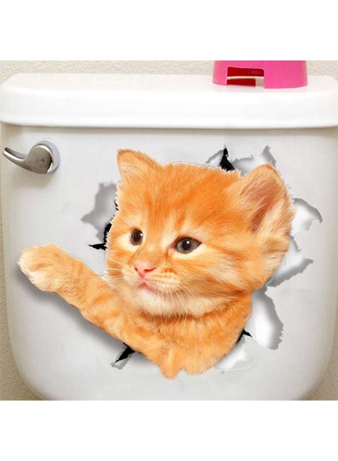 Cat Printed Wall Sticker Beige/White/Black 21x29cm 