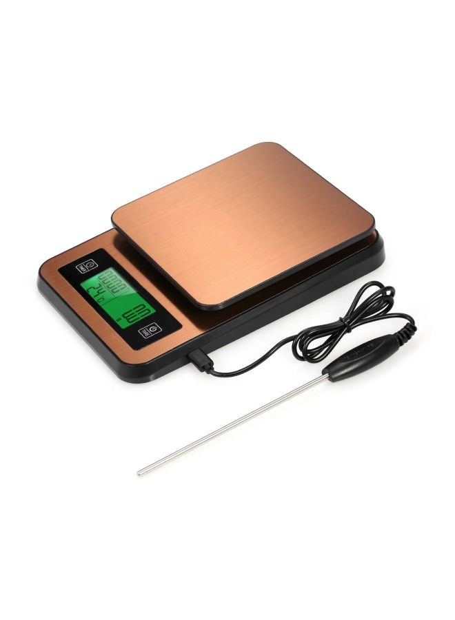 LCD Digital Kitchen Scale With Temperature Stick Brown/Black/White 20x3x14.5cm  - Image 1