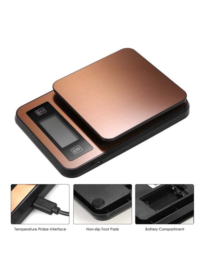 LCD Digital Kitchen Scale With Temperature Stick Brown/Black/White 20x3x14.5cm  - Image 4