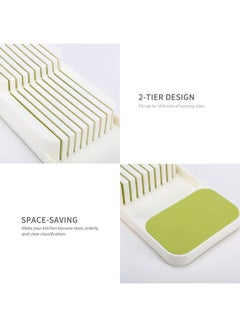 2-Tier Knife Storage Tray White/Green 39.8x14.3x7.5cm - v1602870758/N40885625A_5