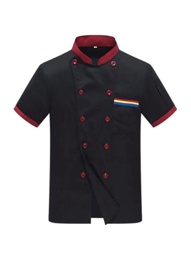Pocket Detailed Chef Coat Black/Red - Image 1