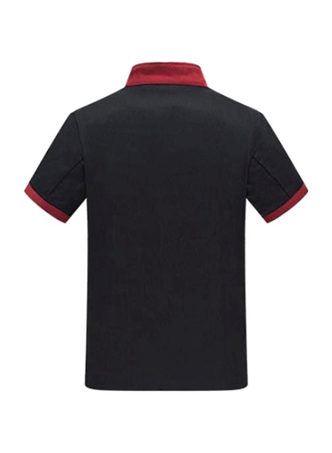 Pocket Detailed Chef Coat Black/Red - Image 2
