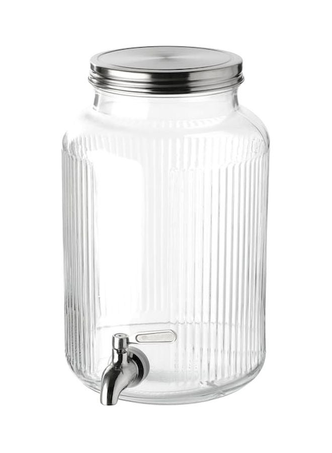 فارداجين برطمان محمول مزود بصنبور للسكب شفاف/فضي 5لترات