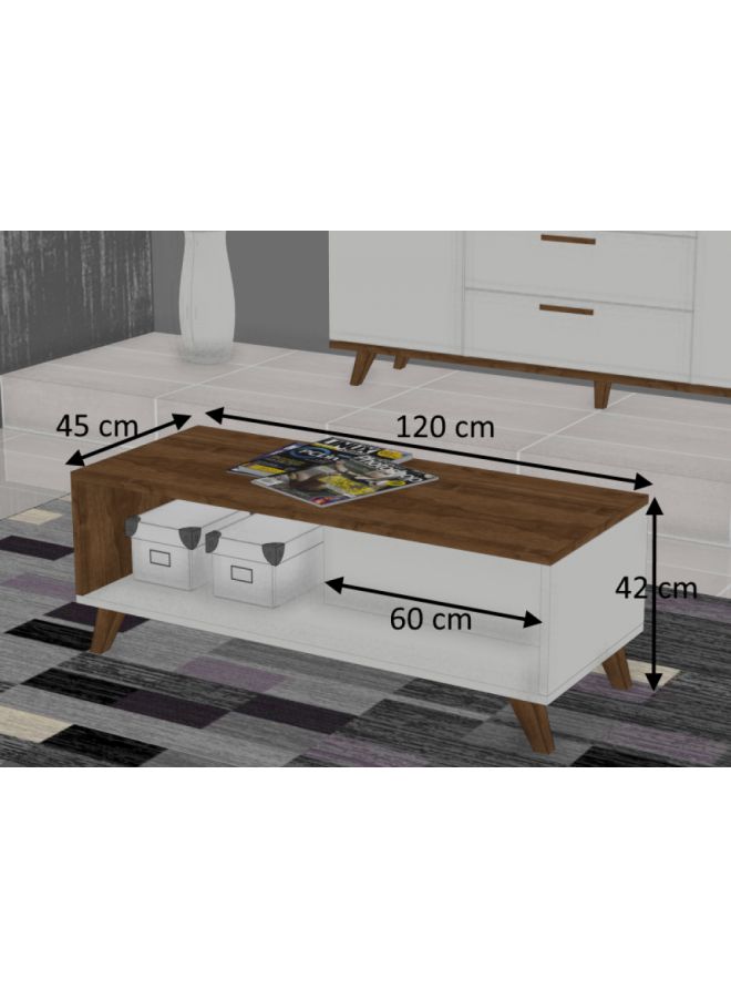 Generic Trend TV rack With Shelf And Coffee Table Set White/Brown 330x269x114cm  - Image 3