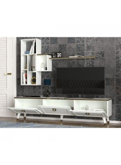 Kornelya TV Table With Shelf And Coffee Table Set White 407x180.5x93cm
