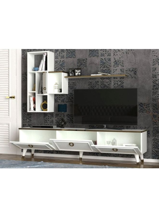 Generic Kornelya TV Table With Wall Shelf Set White 317x140.5x55cm  - Image 1