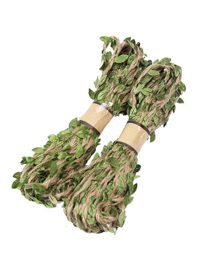 Set Of 2 Decorative Natural Leaf Burlap Ribbon 100cm - Image 1