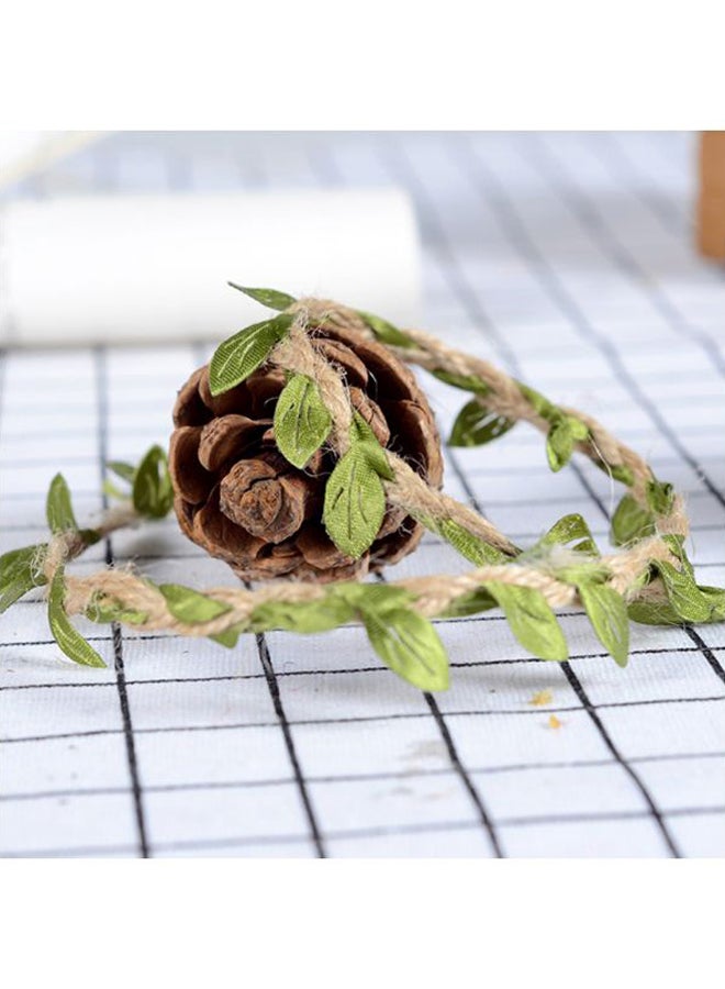 Set Of 2 Decorative Natural Leaf Burlap Ribbon 100cm - Image 3