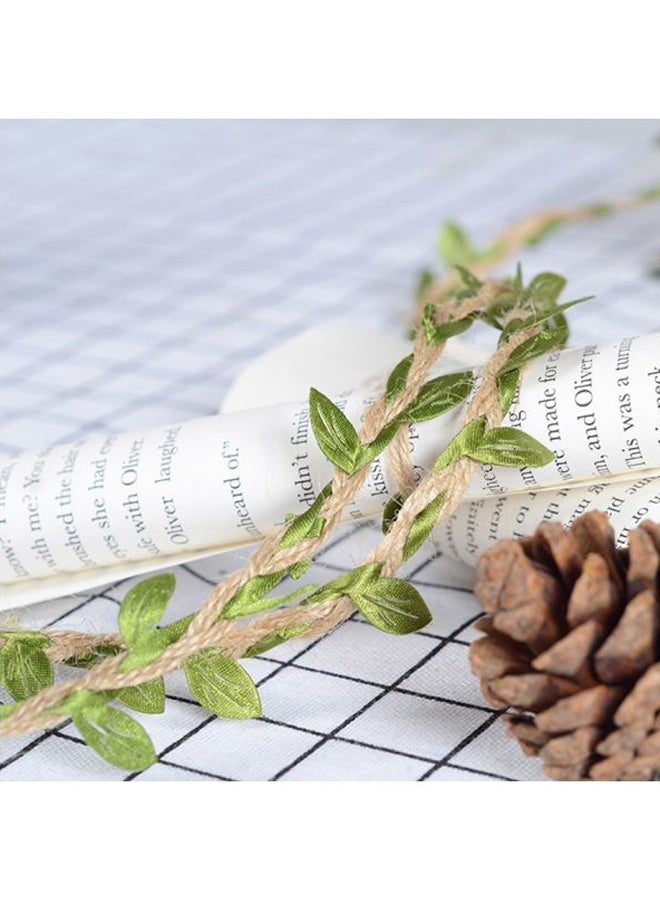 Set Of 2 Decorative Natural Leaf Burlap Ribbon 100cm - Image 4