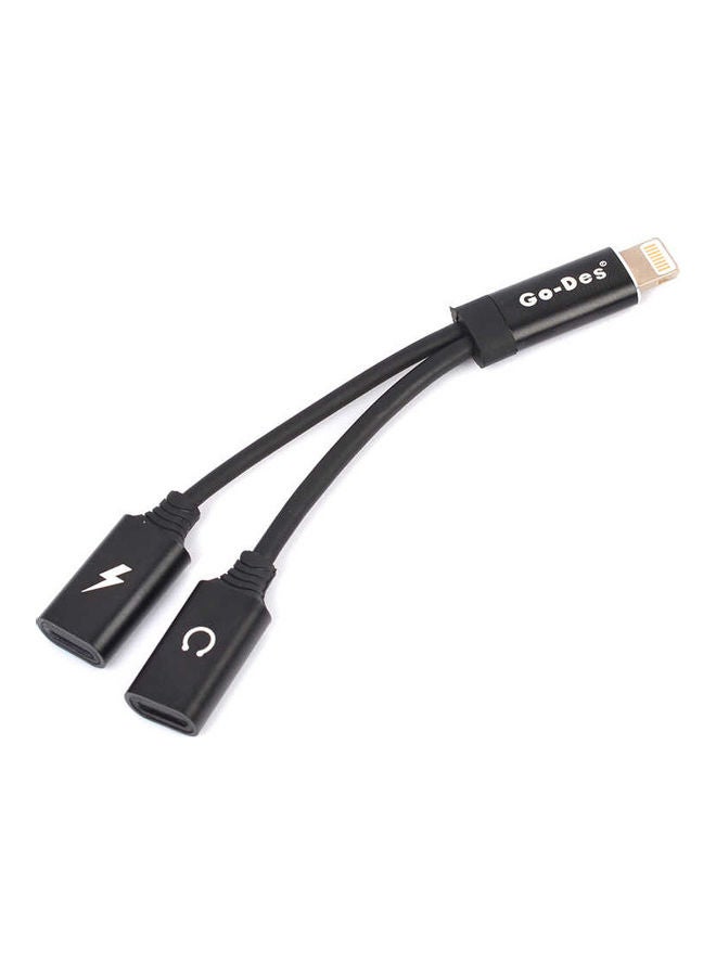 جو-ديز موصل Lightning مزدوج للصوت والشحن لسماعة الرأس أسود - Image 1