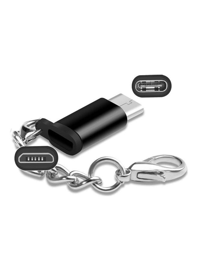 GO-DES USB-C Male To Micro USB Female Charger Connector With Keychain Black - Image 2