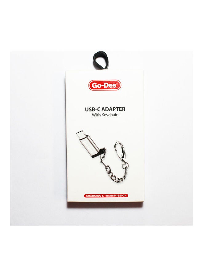 GO-DES USB-C Male To Micro USB Female Charger Connector With Keychain Silver - Image 4