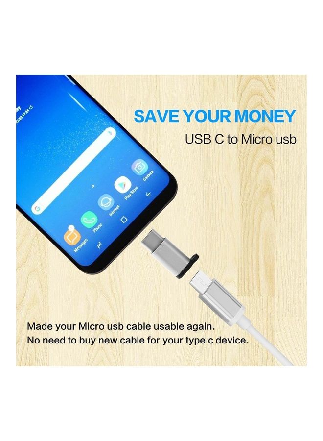 GO-DES USB-C Male To Micro USB Female Charger Connector With Keychain Silver - Image 3