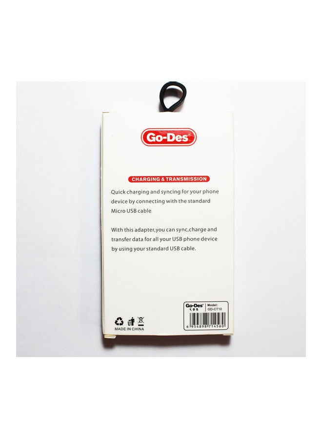 GO-DES USB-C Male To Micro USB Female Charger Connector With Keychain Silver - Image 5