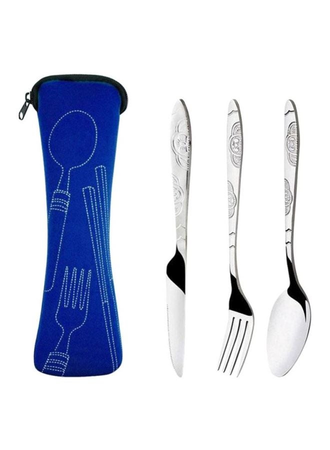 Bluelans 3-Piece Portable Travel Camping Cutlery With Case 17 x 3.7cm - Image 1