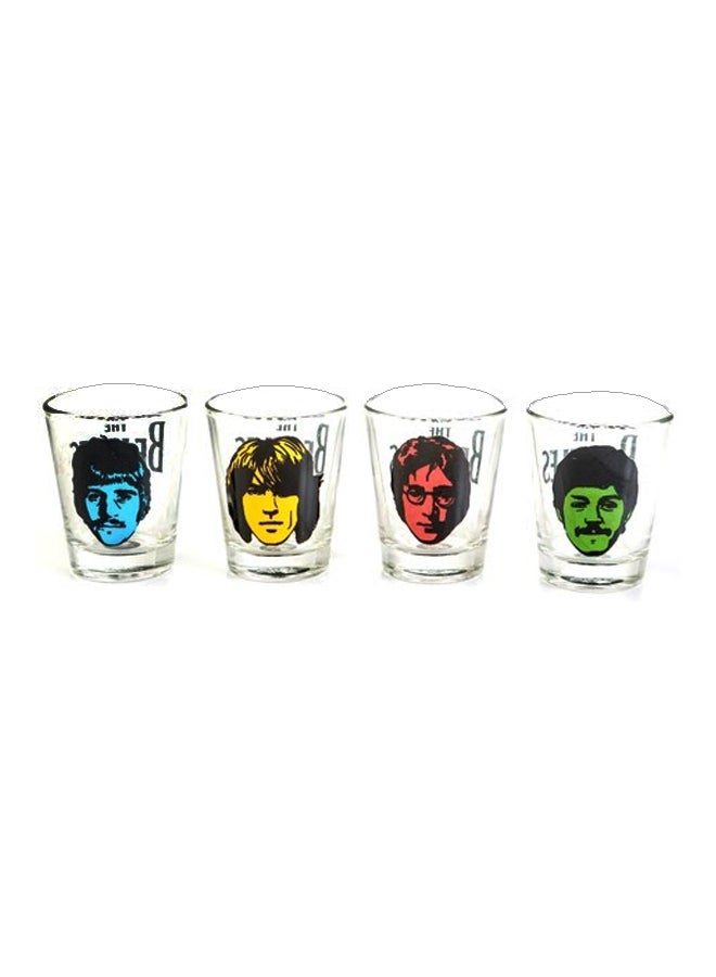 Green Tree 4-Piece The Beatles Printed Shot Glass Set Clear/Yellow/Black 60ml  - Image 2