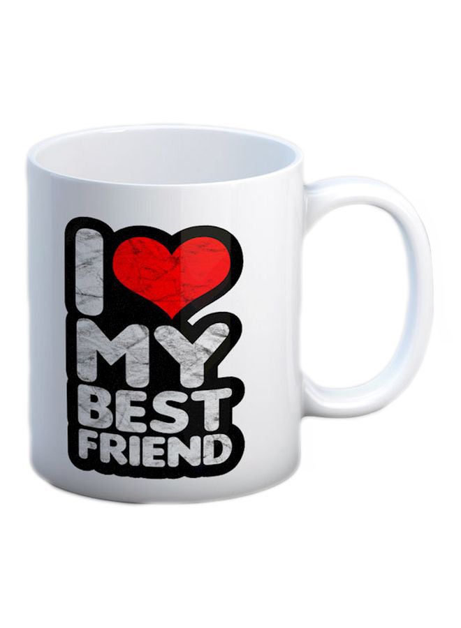 "مج مطبوع عليه عبارة "I Love My Best Friend" أبيض/أحمر/أسود