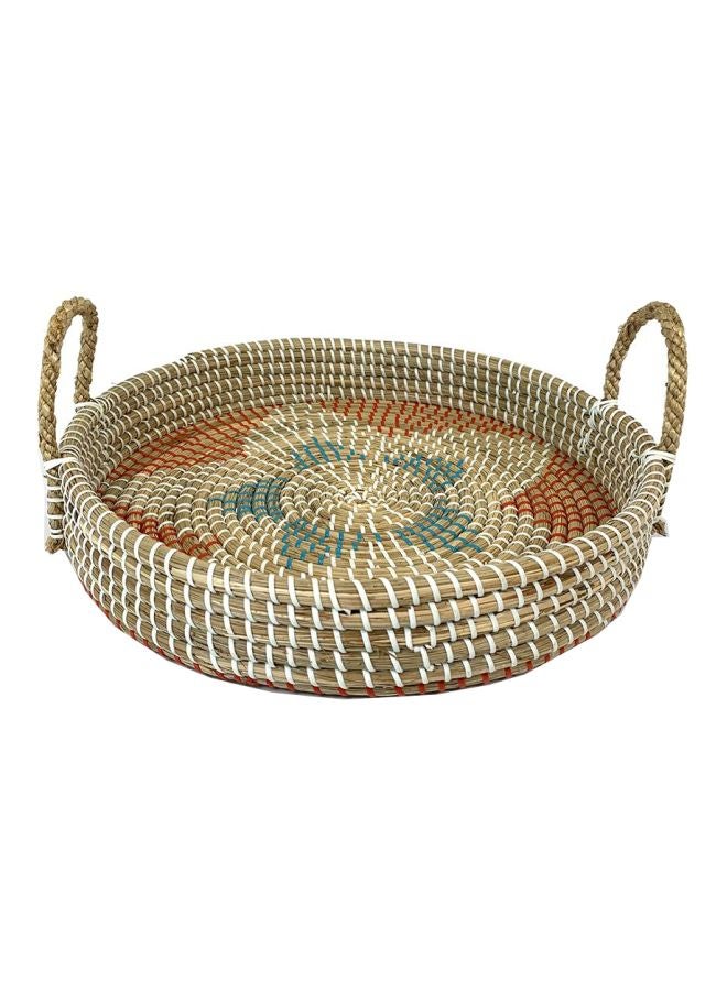 Classic Serving Basket Beige/Brown/Blue 42x42cm  - Image 1