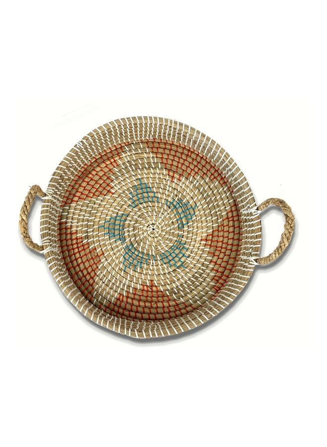 Classic Serving Basket Beige/Brown/Blue 42x42cm  - Image 2