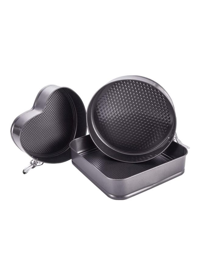 قوالب خبز سبرينج فورم من 3 قطع أسود Heart (21x23x6)cm, Square (27x27x6)cm, Round(26x26x6)cm - Image 1