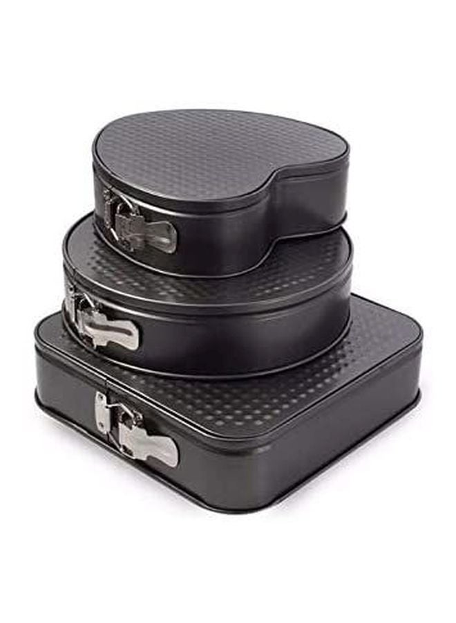 قوالب خبز سبرينج فورم من 3 قطع أسود Heart (21x23x6)cm, Square (27x27x6)cm, Round(26x26x6)cm - Image 2