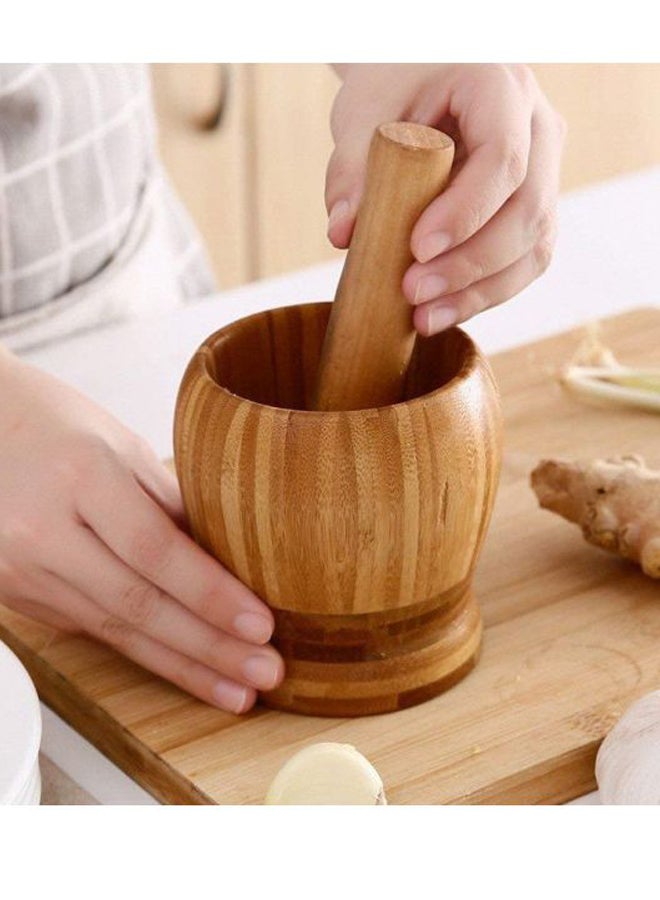 وعاء هاون ومدقة من الخشب متعدد الألوان 10x9x9سم  - Image 3