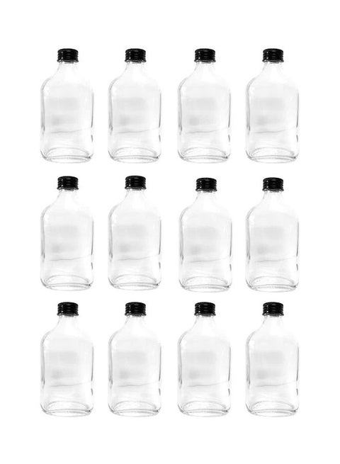 12-Piece Plastic Juice Bottle Clear/Black 12x150ml