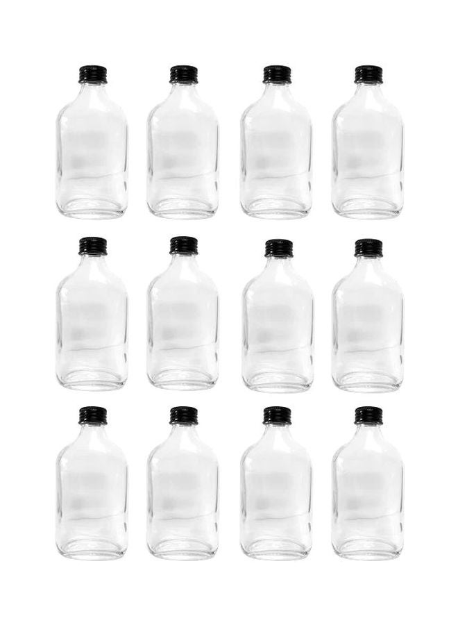 Roy - 12-Piece Glass Juice Bottle Clear/Black 12x250ml - Image 1