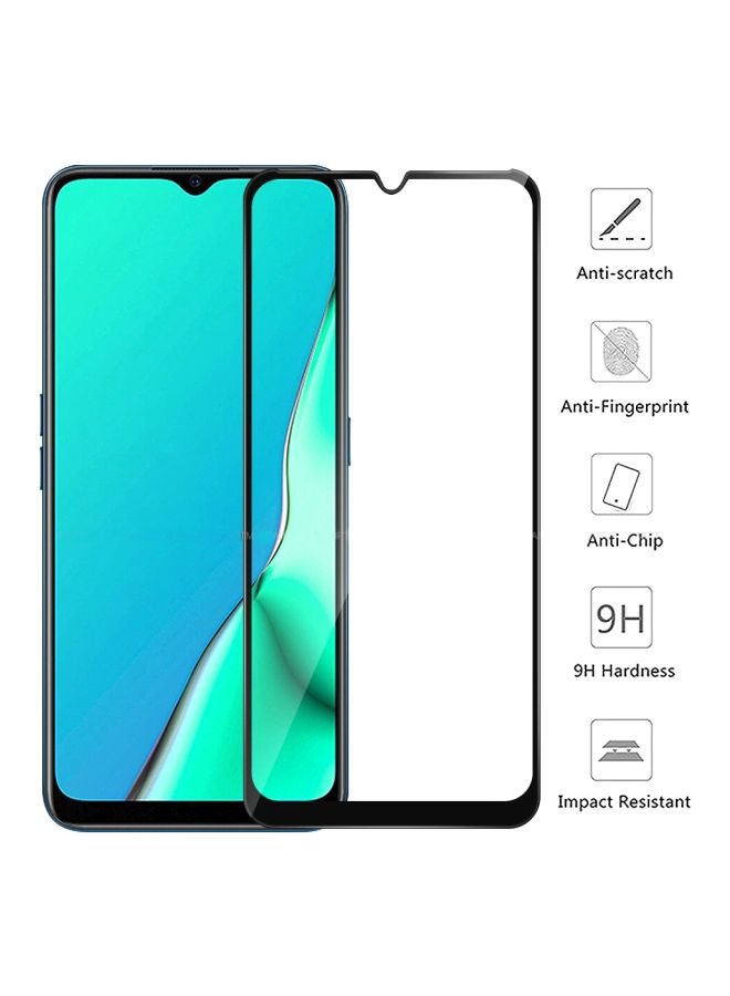 جلاس لاصقة حماية للشاشة من الزجاج المقوى 9D لهاتف أوبو A5S أسود/شفاف - Image 4