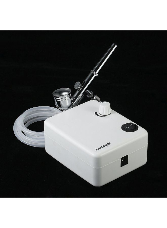 Dual Action Air Compressor And Paint Spray Gun Set White/Black/Silver 20x12x13centimeter