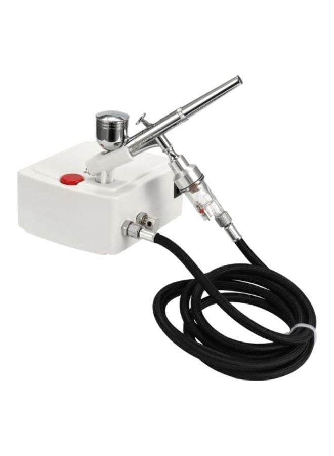 Dual Action Air Compressor And Paint Spray Gun Set White/Black/Silver 20x12x13centimeter