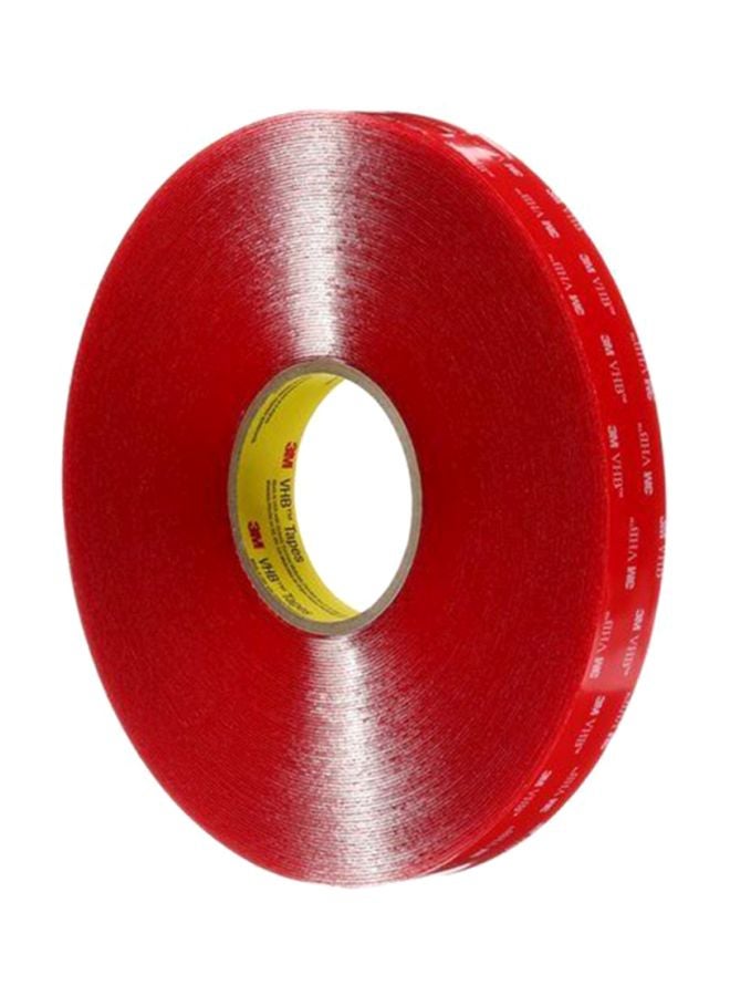 3M VHB Double Sided Heavy Duty Clear Acrylic Sponge Tape Red - Image 1