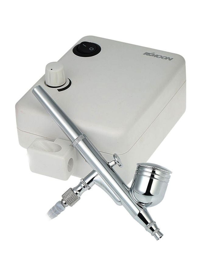 KKmoon Professional Gravity Feed Dual Action Airbrush Air Compressor Kit For Art Painting White/Black/Silver - Image 3