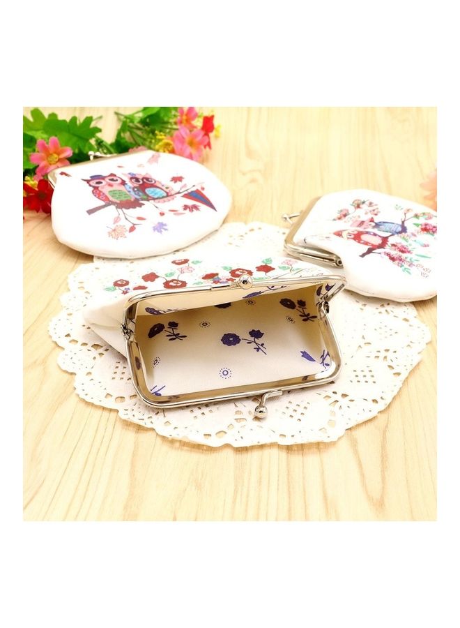 Owl Printed Coin Purse White/Red/Green - Image 4