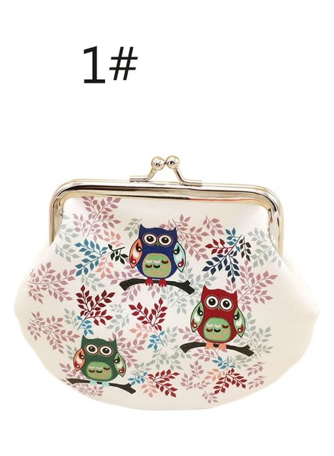 Owl Printed Coin Purse White/Red/Green - Image 1