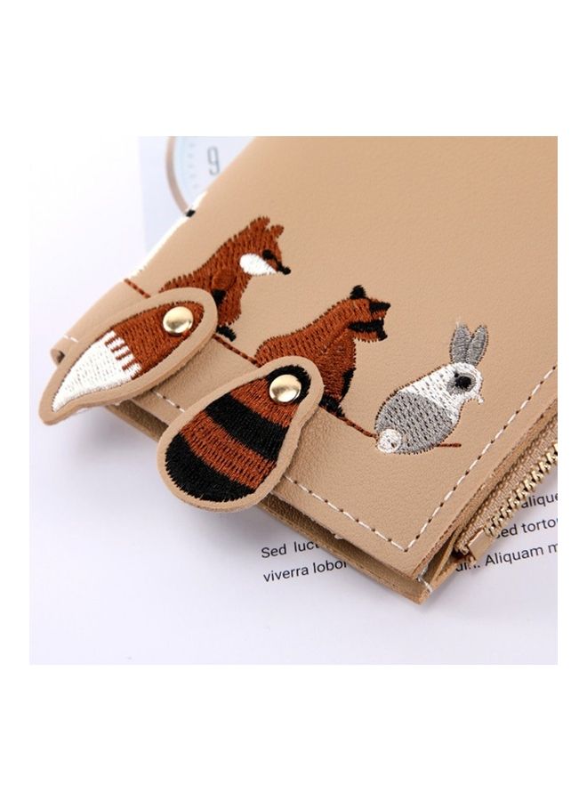 PU Zipper Wallet Beige - Image 2