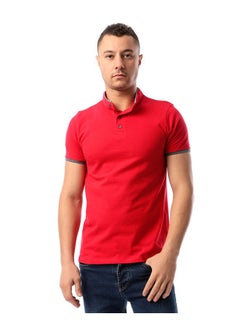 Casual Solid Mandarin Neck Short Sleeve T-Shirt Dark Red Dark Red - v1602944637/N40522998V_1