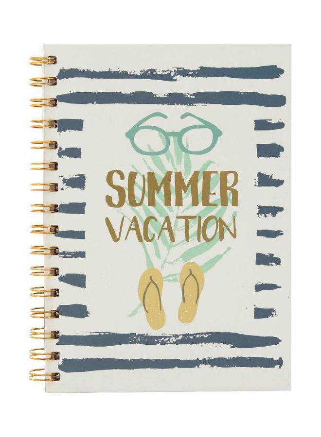 ROCO 100-Sheet Summer Vacation Printed A5 Ruled Notebook Off White/Green/Gold - Image 1