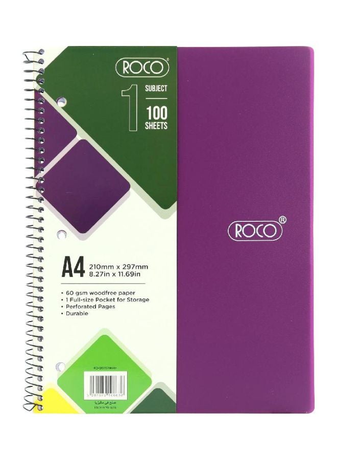ROCO 100-Sheet A4 Lined Notebook Purple
