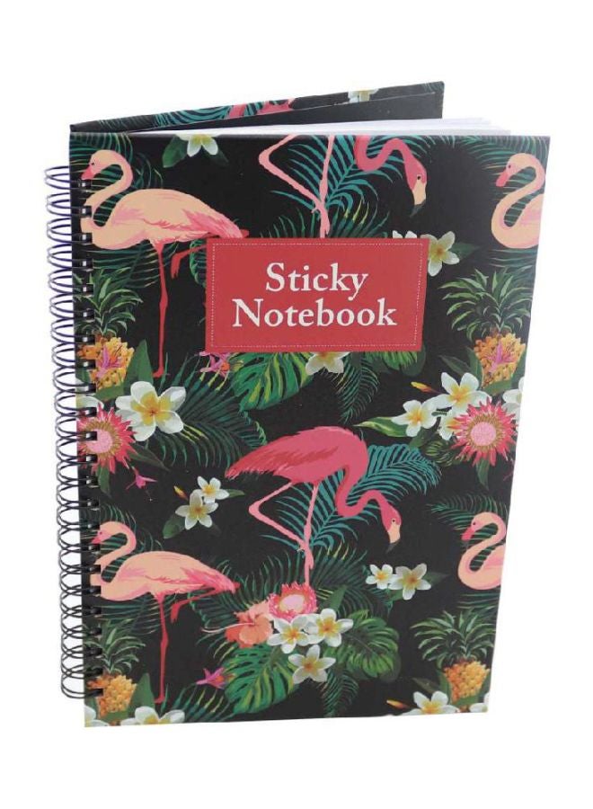 روكو دفتر ملاحظات مسطر مقاس A5 مكون من 40 ورقة بطبعة طائر الفلامنجو أسود/ أخضر/وردي - Image 1