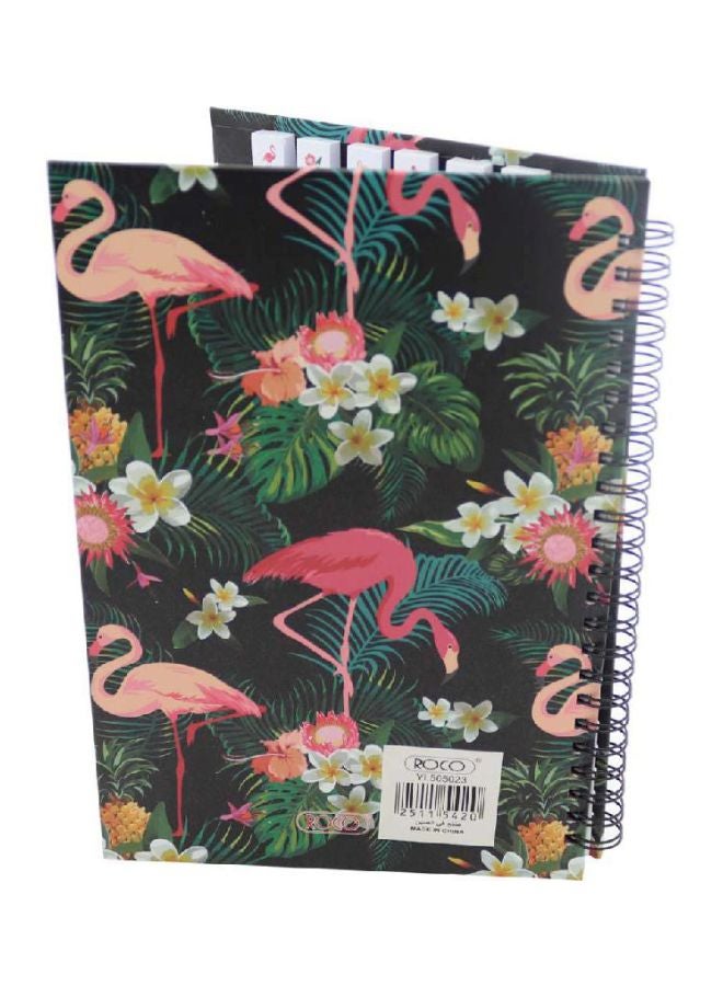روكو دفتر ملاحظات مسطر مقاس A5 مكون من 40 ورقة بطبعة طائر الفلامنجو أسود/ أخضر/وردي - Image 2