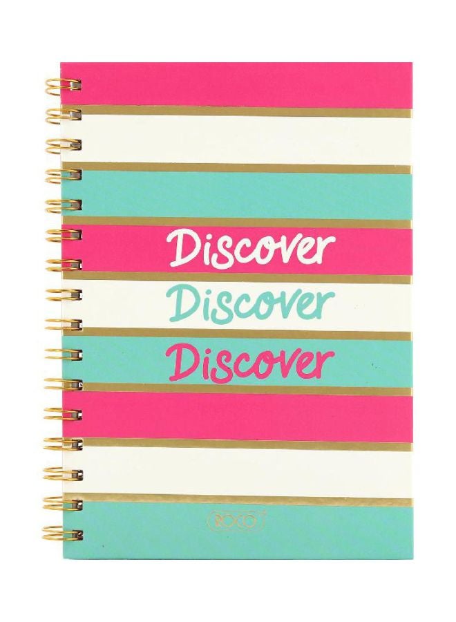 ROCO Discover Printed A5 80-Sheet Single Ruled Notebook Pink/Blue/White - Image 1