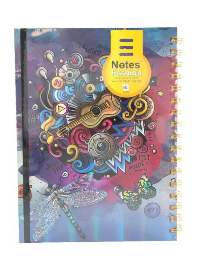 روكو دفتر مسطر بطبعة آلات موسيقية من 96 ورقة مقاس B5 متعدد الألوان