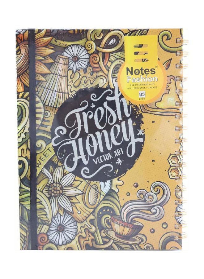 ROCO Fresh Honey Printed B5 96-Sheet Lined Notebook Yellow/White/Black