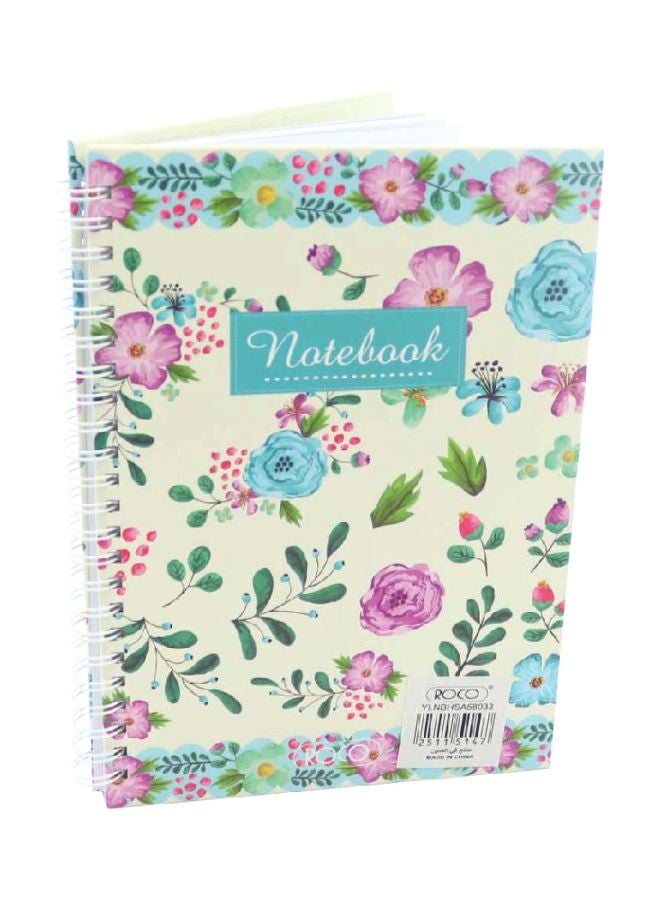 روكو دفتر ملاحظات بطبعة زهور مكون من 100 ورقة أوف وايت/ وردي/ أزرق - Image 1