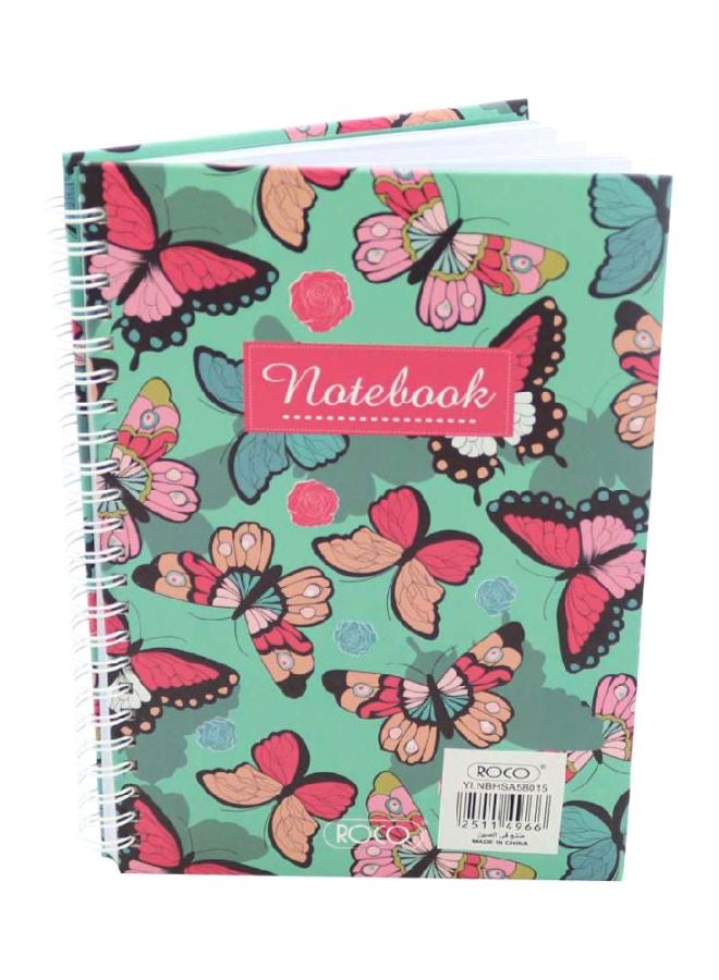 روكو دفتر ملاحظات بطبعة فراشات من 100 ورقة أخضر/ وردي/ بيج - Image 1